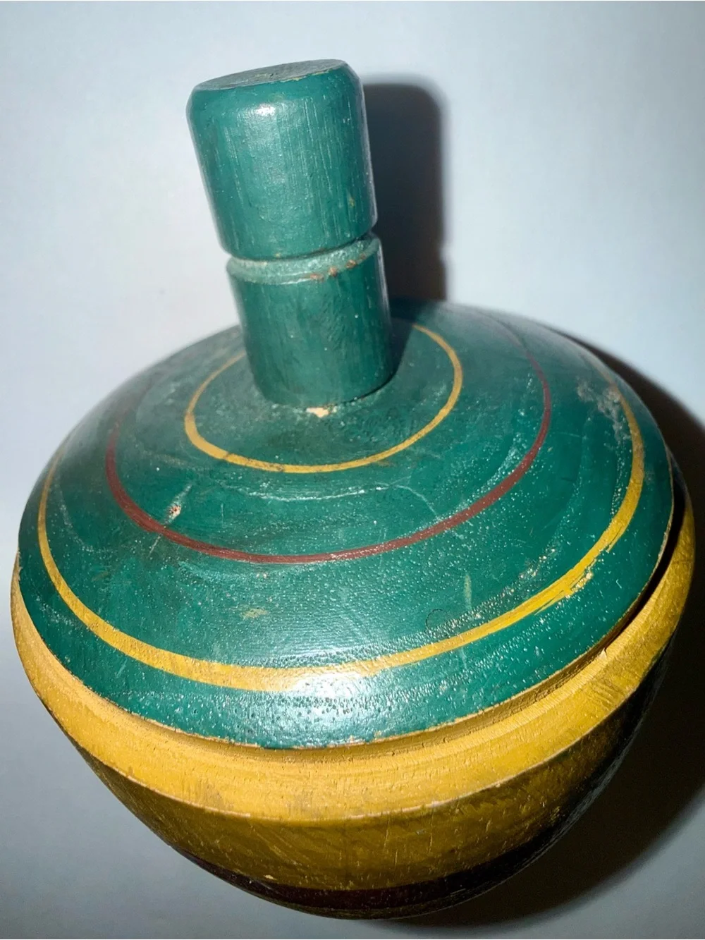 Antique Folk Art Painted Spinning Top Toy Wooden Top Hand Painted Collectible